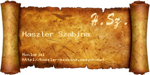 Haszler Szabina névjegykártya